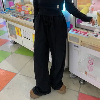 Plain elastic waist sweatpants