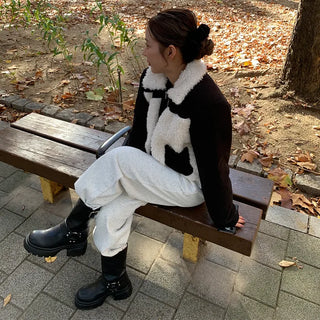 Brushed two-tone banding pants