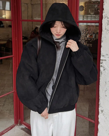 Suede double shearling coat