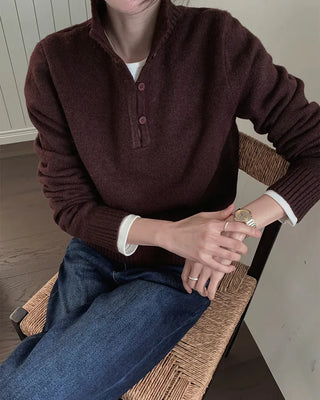 Half-button collar knit