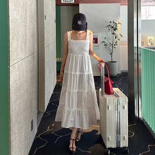 Frilled tiered long dress