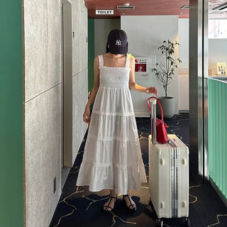 Frilled tiered long dress
