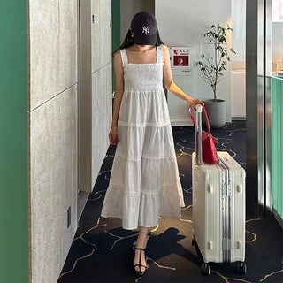 Frilled tiered long dress
