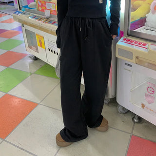 Plain elastic waist sweatpants