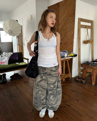 Camouflage Super Wide Cotton Pants