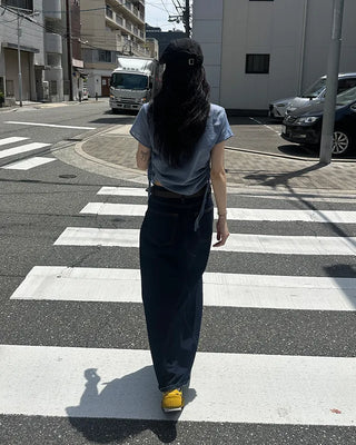 Weighted Shirring Point Short-Sleeve Crop Shirt