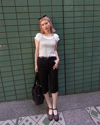Slit hem slacks capri pants