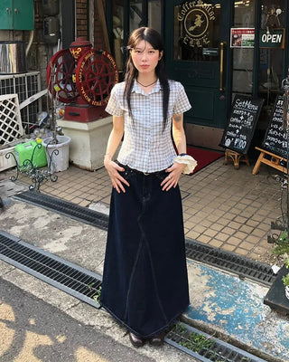 Slim-fit check short-sleeved shirt