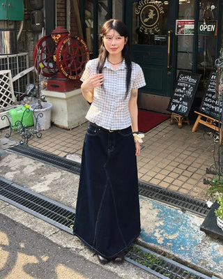 Slim-fit check short-sleeved shirt