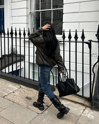 Vintage Washed Flap Pocket Leather Blouson
