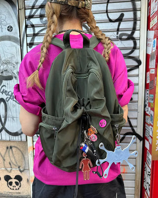 Drawstring Point Multi-Pocket Backpack