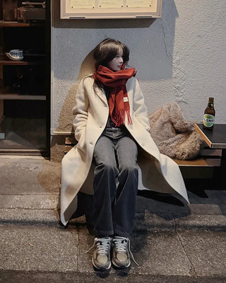 Wool blend handmade long coat