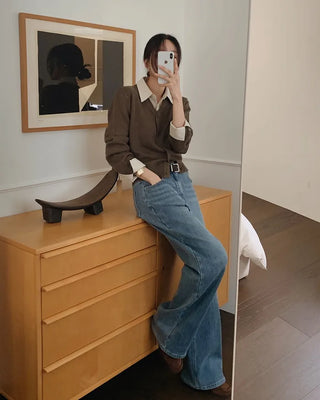 Layered knit cardigan