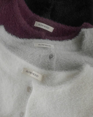 (4 colors) Ribbon Strap Fur Cardigan