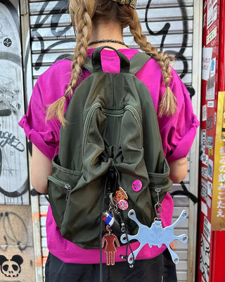 Drawstring Point Multi-Pocket Backpack