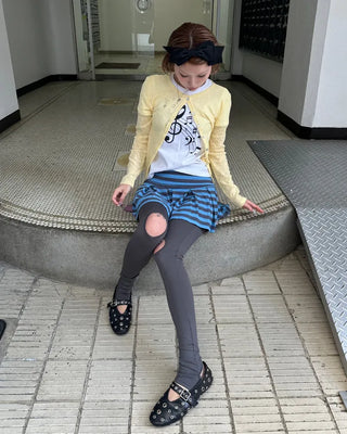 Center seam open knee-high leggings