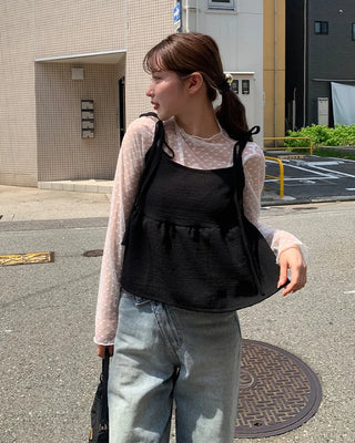 Ribbon Shirring Camisole Blouse