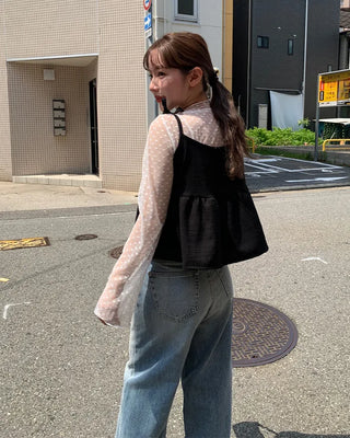 Ribbon Shirring Camisole Blouse