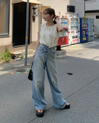 Neckline Ribbon Shoulder Blouse