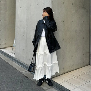 Faux leather long shirt jacket