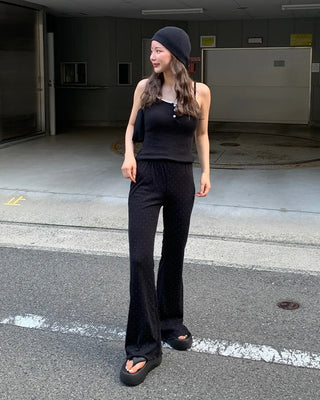 Dot Slim Feed Bootcut Pants