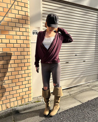 Drape Surplice Long Sleeve Top