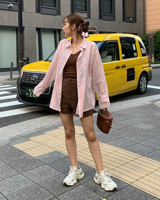 Striped Point Oversized Shirt