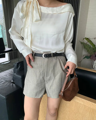 Bow tie silky blouse