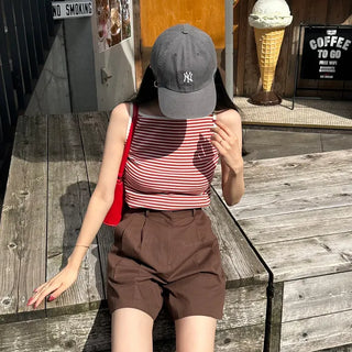 Striped color sleeveless top