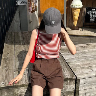 Striped color sleeveless top