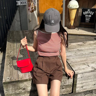 Striped color sleeveless top