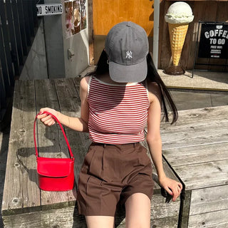 Striped color sleeveless top