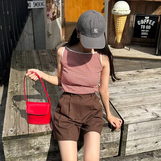 Striped color sleeveless top