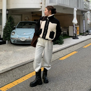 Brushed two-tone banding pants