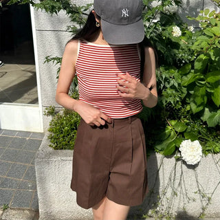 Striped color sleeveless top