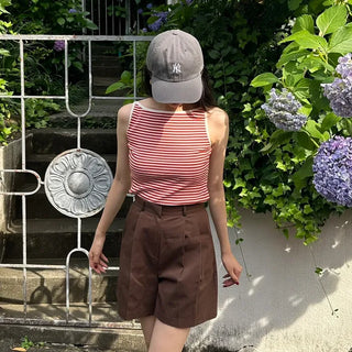 Striped color sleeveless top