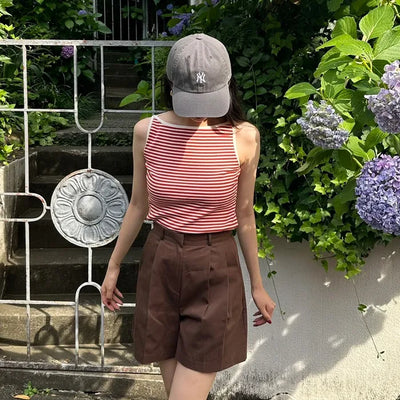 Striped color sleeveless top