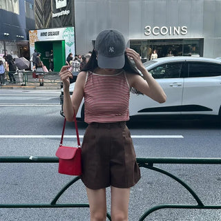 Striped color sleeveless top