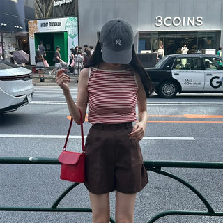 Striped color sleeveless top