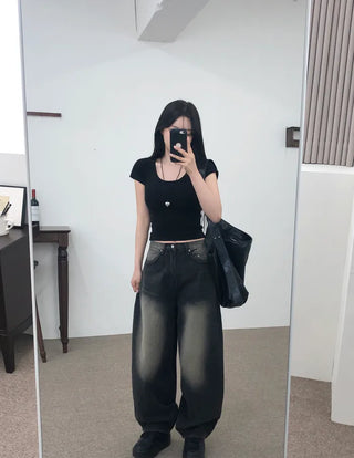 Balloon Wash Denim Pants