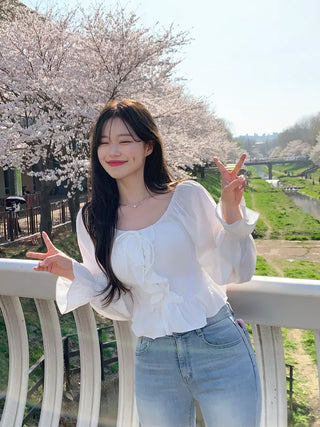 [2-way] Frill Off-Shoulder Blouse