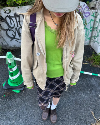 Stand-neck flap double-zip blouson