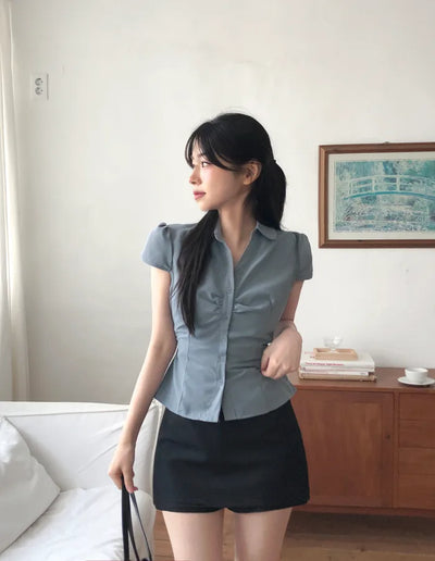 [Includes inner shorts] Slim slacks mini skirt