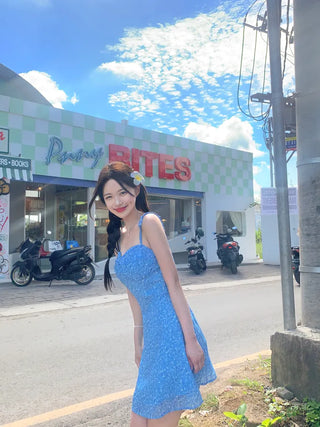 Flower boat neck camisole dress