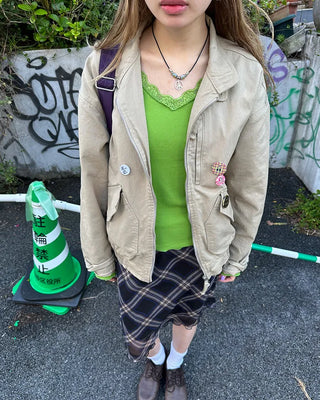 Stand-neck flap double-zip blouson