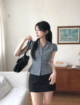 [Includes inner shorts] Slim slacks mini skirt
