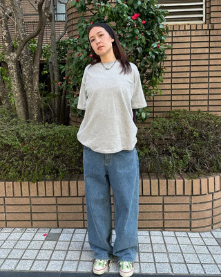 V-neck wool Tencel ribbed sheer long T-shirt