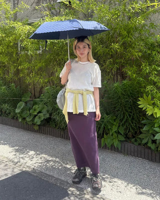 Wide-waisted ribbed easy maxi skirt