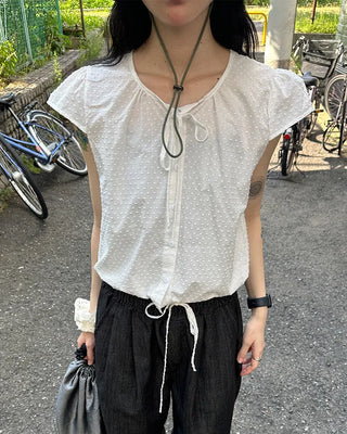 Puff Shirring Dot Blouse