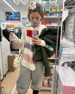 Cherry Pattern Pointelle Chouchou